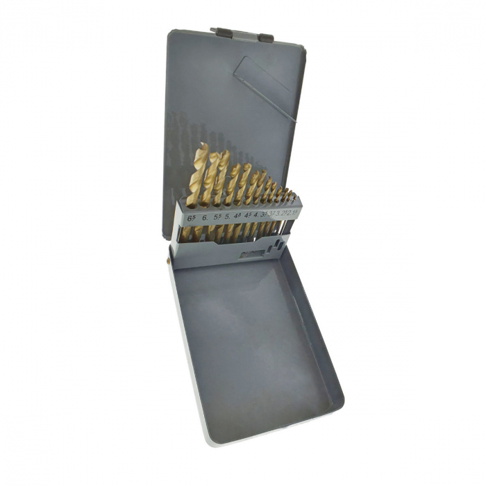 Set 13 burghie HSS Titan, pentru metal, de la 1.5 la 6.5mm, in trusa metalica [2]