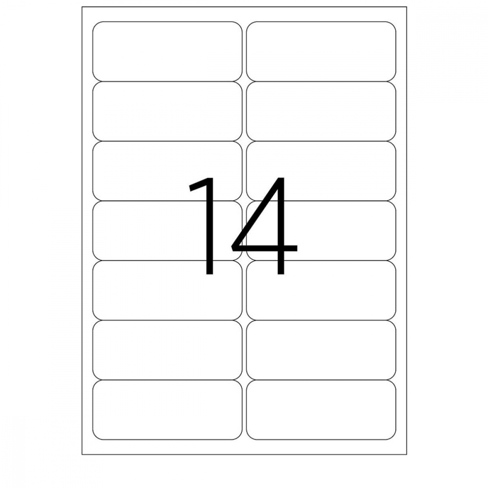 Set 1400 etichete autoadezive A4, 100 coli, 14 etichete/coala, 99.1x38.1 mm, albe, colturi drepte, pentru imprimante laser si inkjet, Tanex TW-2014 [2]