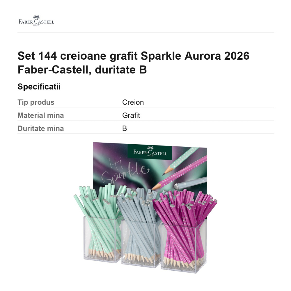 Set 144 creioane grafit Sparkle Aurora 2026 Faber-Castell, duritate B [3]