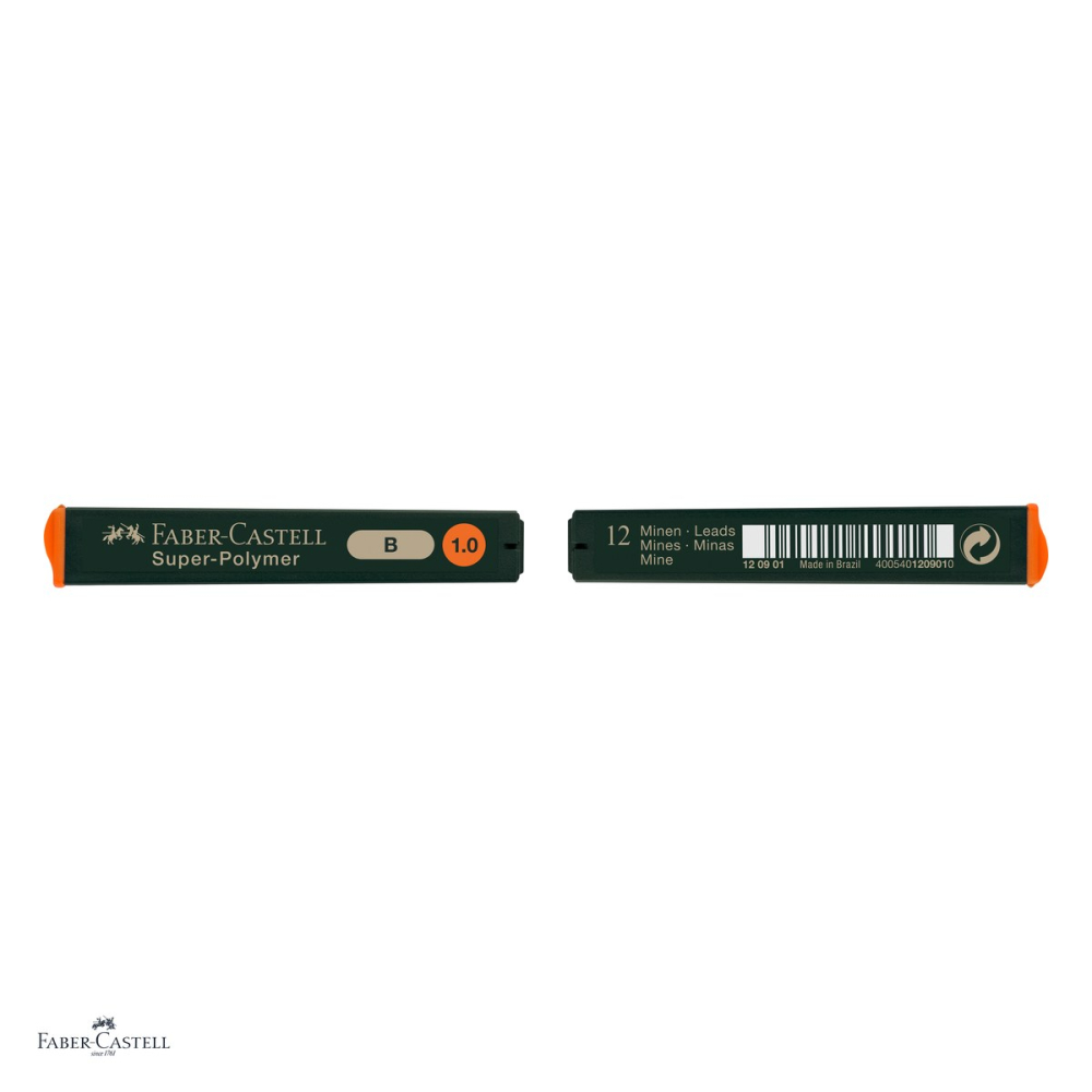Set 144 mine creion 1 mm (0,9 mm), Faber-Castell Super-Polymer, duritate B, 12 tuburi, foarte rezistente la rupere, pentru linii negre intense [4]