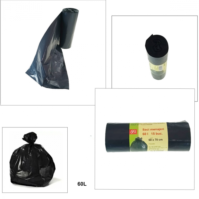 Set 15 saci menajeri, 60L, dimensiuni 70 x 60 cm, negri [5]