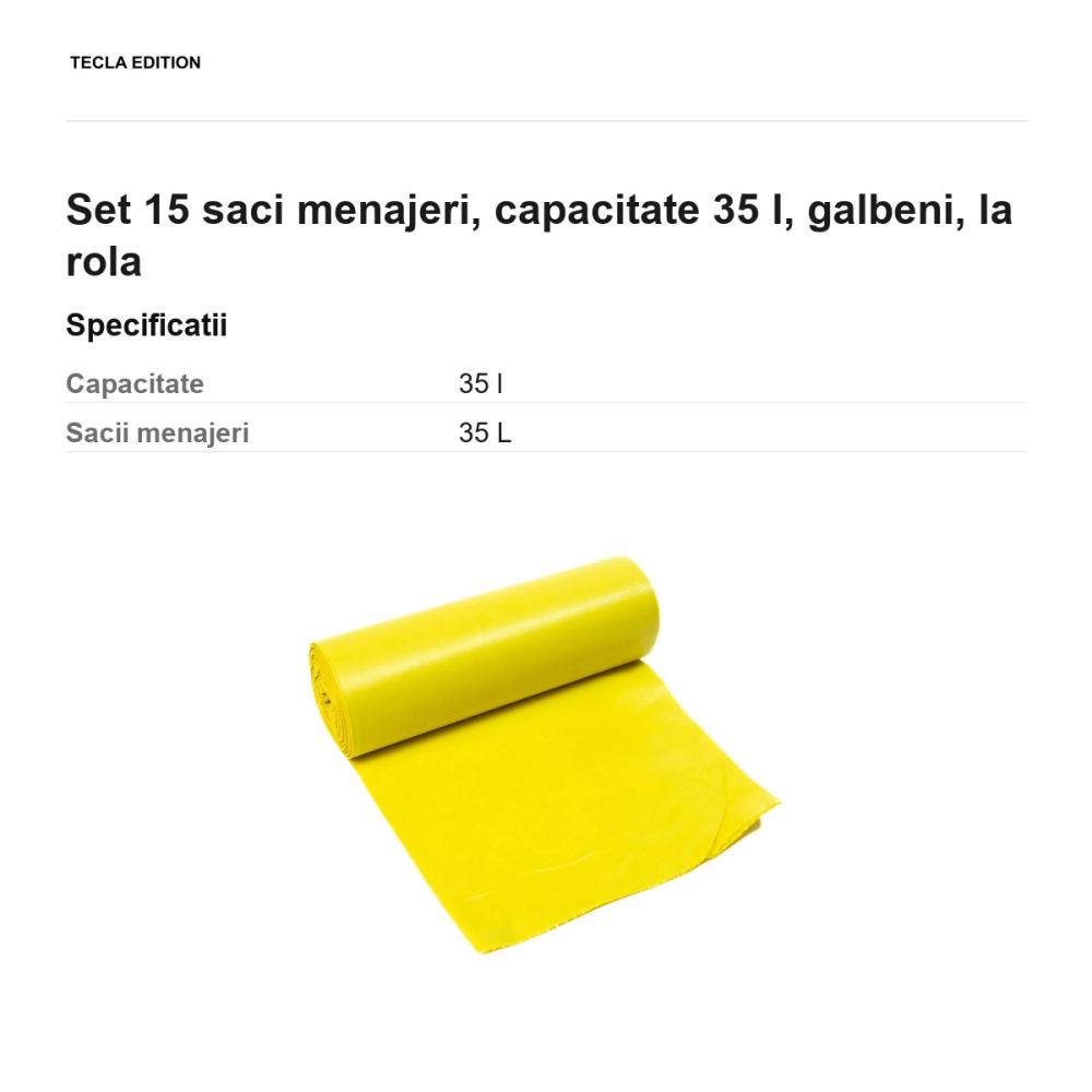 Set 15 saci menajeri, capacitate 35 l, galbeni, la rola [3]