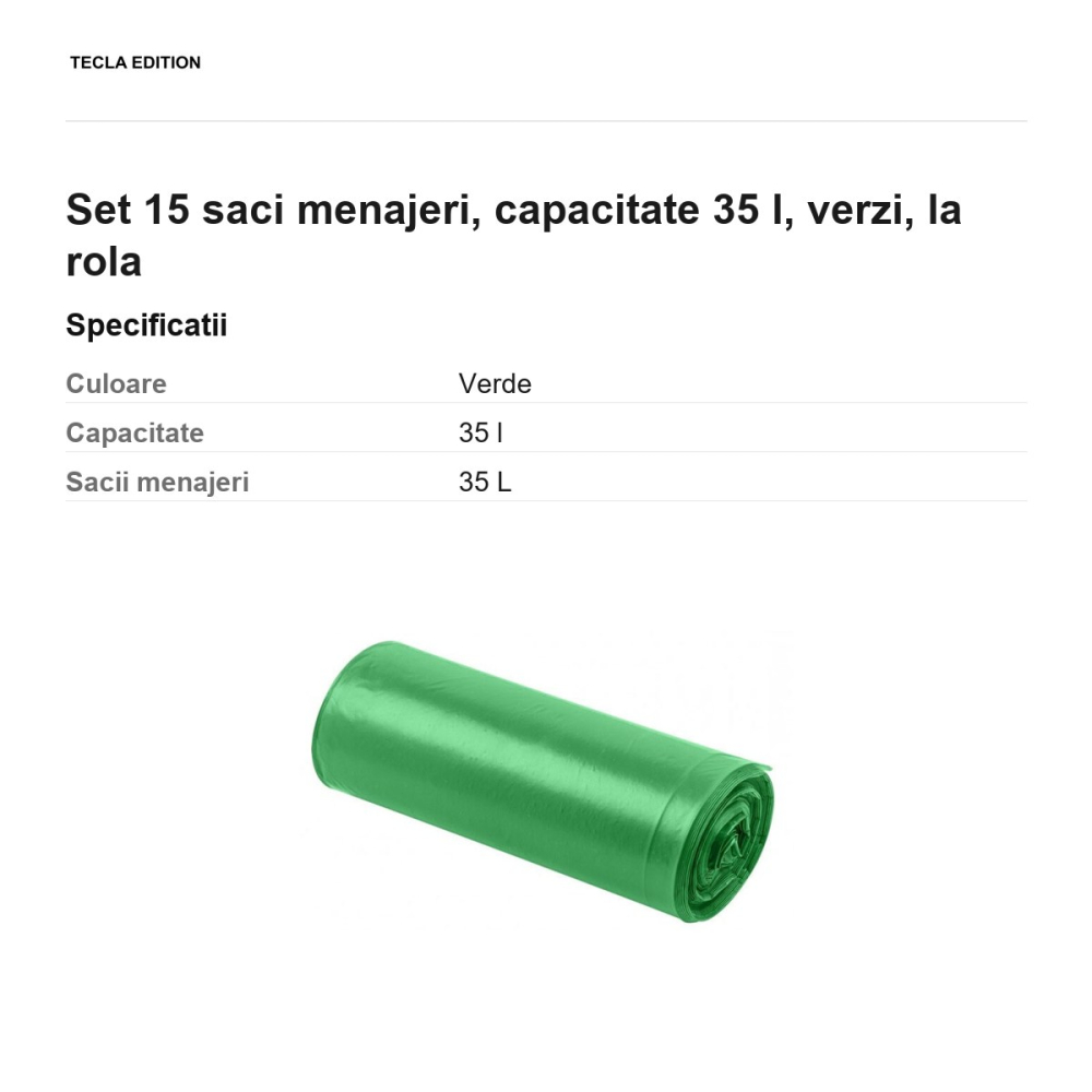 Set 15 saci menajeri, capacitate 35 l, verzi, la rola [3]