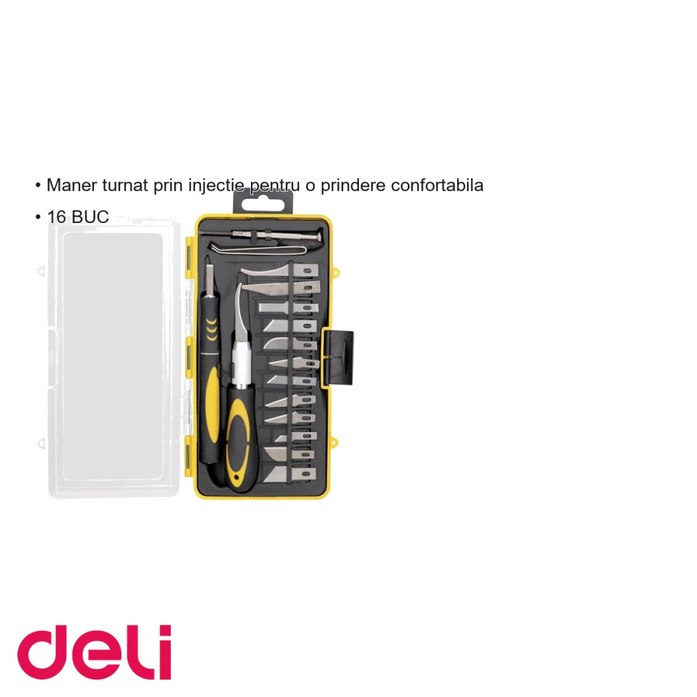 Set 16 cuttere pentru craft Deli, lama din otel de inalta calitate, pentru taiere precisa [3]
