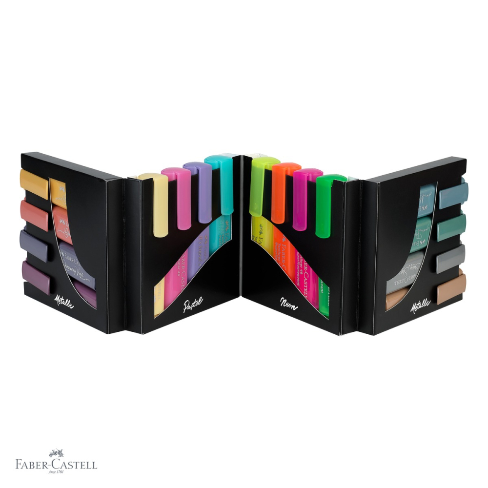 Set 16 textmarkere Faber-Castell 46, varf 3 grosimi, culori metalice pastel si neon [4]