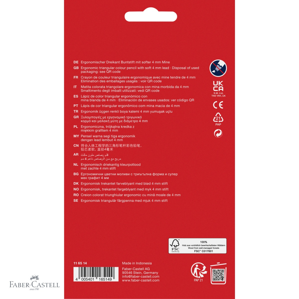Set 18 creioane colorate triunghiulare Faber-Castell Ergonomics, mina 4 mm, pentru copii [4]