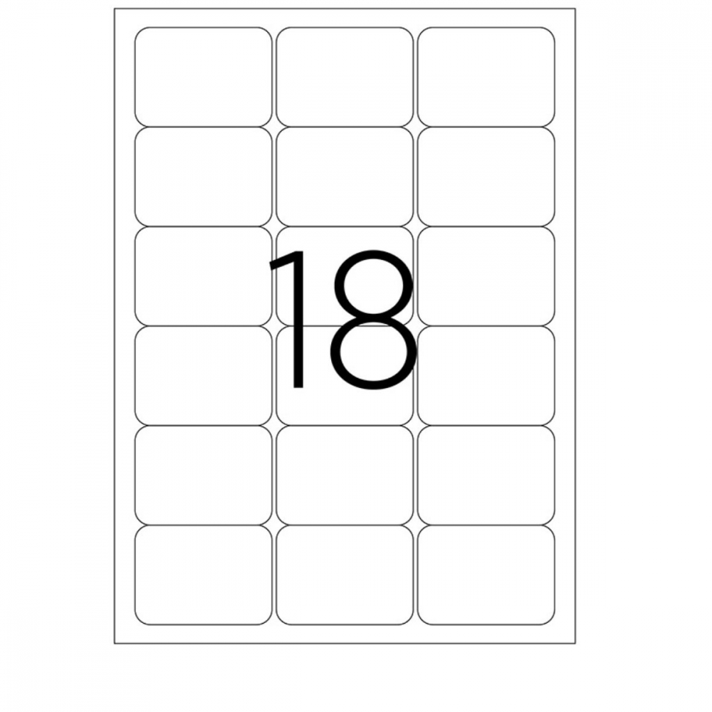 Set 1800 etichete autoadezive,100 coli A4, 18 etichete/coala, 63.5x46.6 mm, albe, colturi rotunde, pentru imprimante laser si inkjet, Tanex TW-2018 [2]