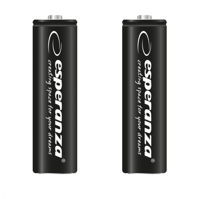 Set 2 acumulatori AA R6 Esperanza 92254, 2600mAh, Ni-MH, 1.2V, reincarcabili, negri [2]