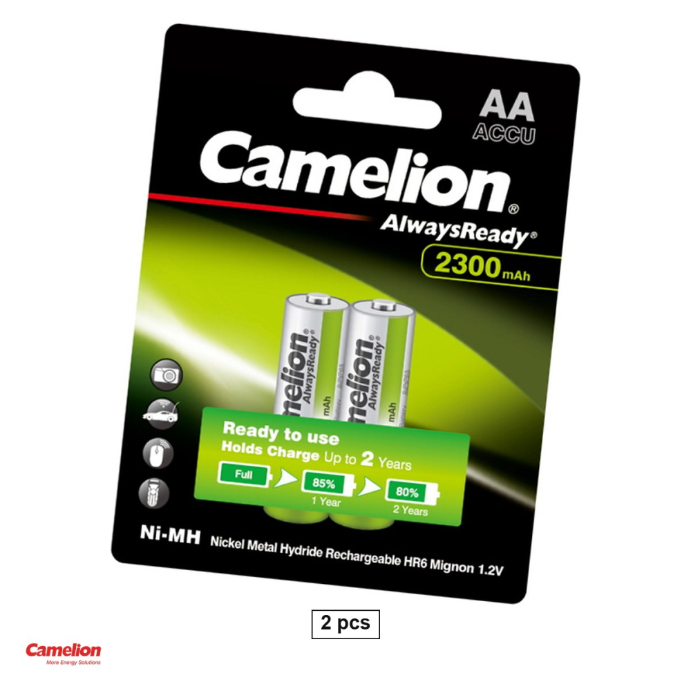 Set 2 acumulatori Ni-MH AA HR6 Camelion AlwaysReady, 2300 mAh, 1.2 V, preincarcati, 14.5 x 50.5 mm, in blister [1]