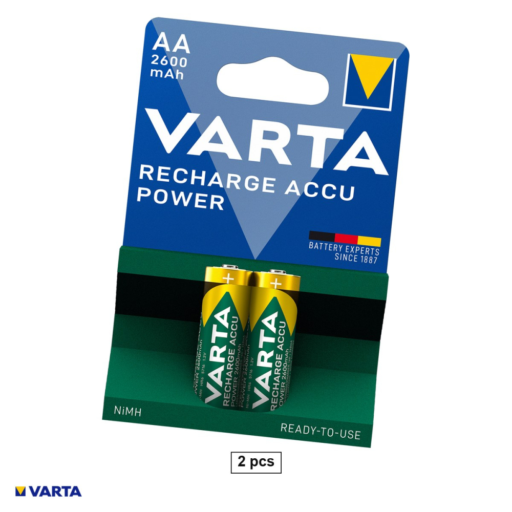 Set 2 acumulatori Ni-MH AA HR6 VARTA Recharge Accu Power 5716, 2600 mAh, 1.2 V, preincarcati, 14.5 x 50.5 mm, in blister [1]