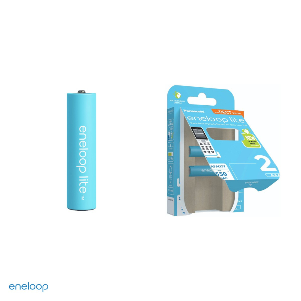 Set 2 acumulatori Ni-MH AAA HR03 Eneloop lite BK-4LCCE, 550 mAh, 1.2 V, preincarcati, 10.5 x 44.5 mm, ambalaj Phone, in blister [4]
