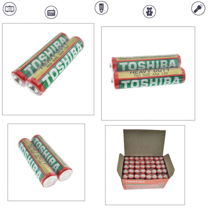 Set 2 baterii AAA, Toshiba Heavy Duty, R3, 1.5V, ambalate in folie [5]