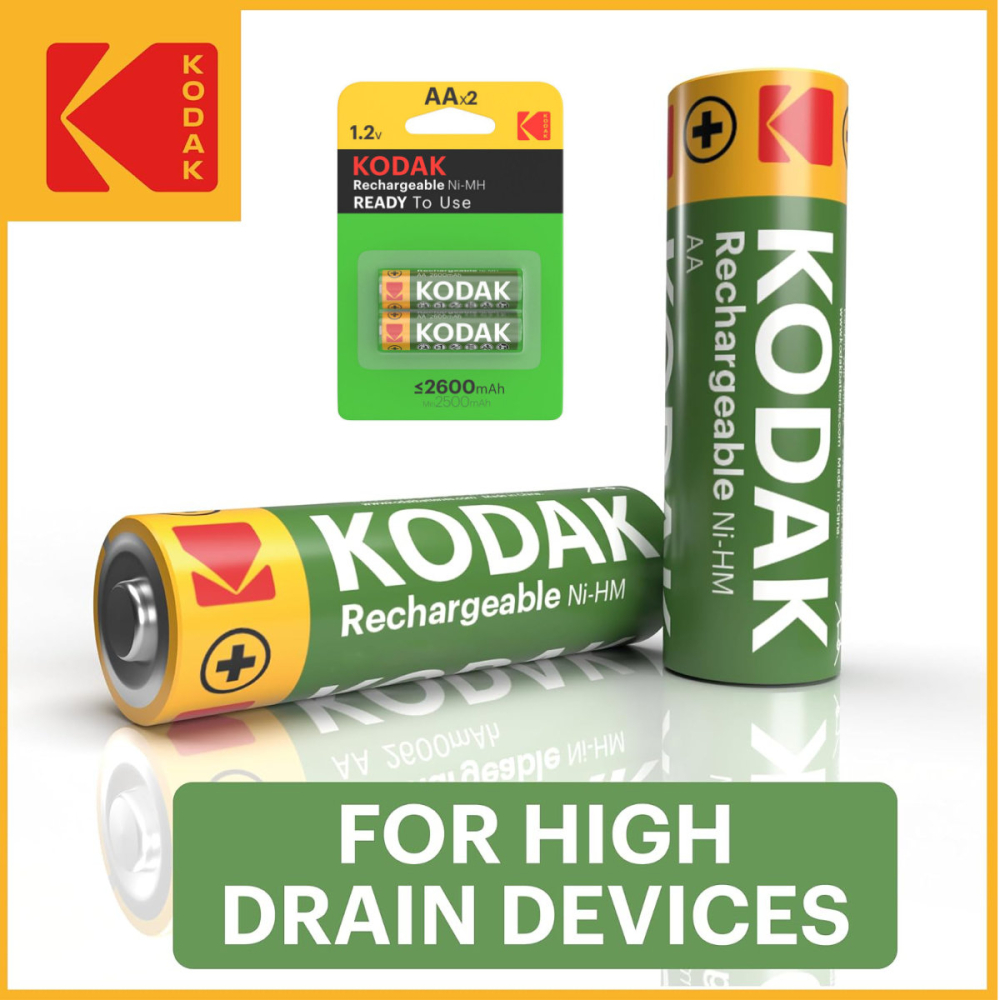 Set 2 Baterii Acumulatori Kodak AA Reincarcabile, 2600 mAh, Ready To Use, Pentru Dispozitive High-Drain, Gata incarcate [2]