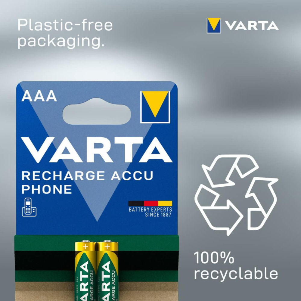 Set 2 Baterii Acumulatori Varta AAA Reincarcabile, 800 mAh, Cu Tehnologie Ready to Use, Pentru Dispozitive Casnice si Electronice Personale, Cu Auto-descarcare Foarte Redusa [3]