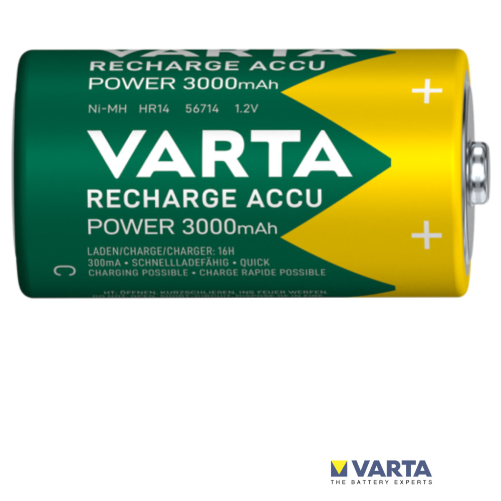 Set 2 Baterii Acumulatori Varta R14/C Reincarcabile, 3000 mAh, Cu Auto-descarcare Foarte Redusa, Pentru Dispozitive cu Consum Mare, Gata de Folosit Imediat [6]