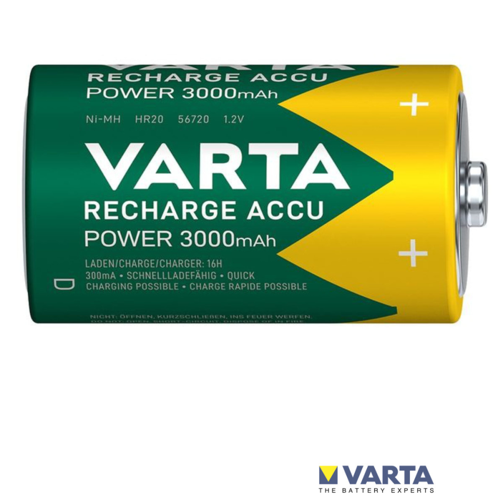 Set 2 Baterii Acumulatori Varta R20/D Reincarcabile, 3000 mAh, Cu Tehnologie Ready to Use, Pentru Lanterne, Jucarii si Dispozitive High-Drain, Cu Auto-descarcare Foarte Redusa [6]
