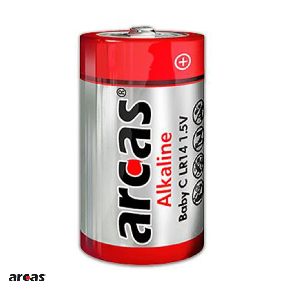 Set 2 baterii alcaline Arcas C LR14, 1.5 V, 26.2 x 50 mm, in blister [4]