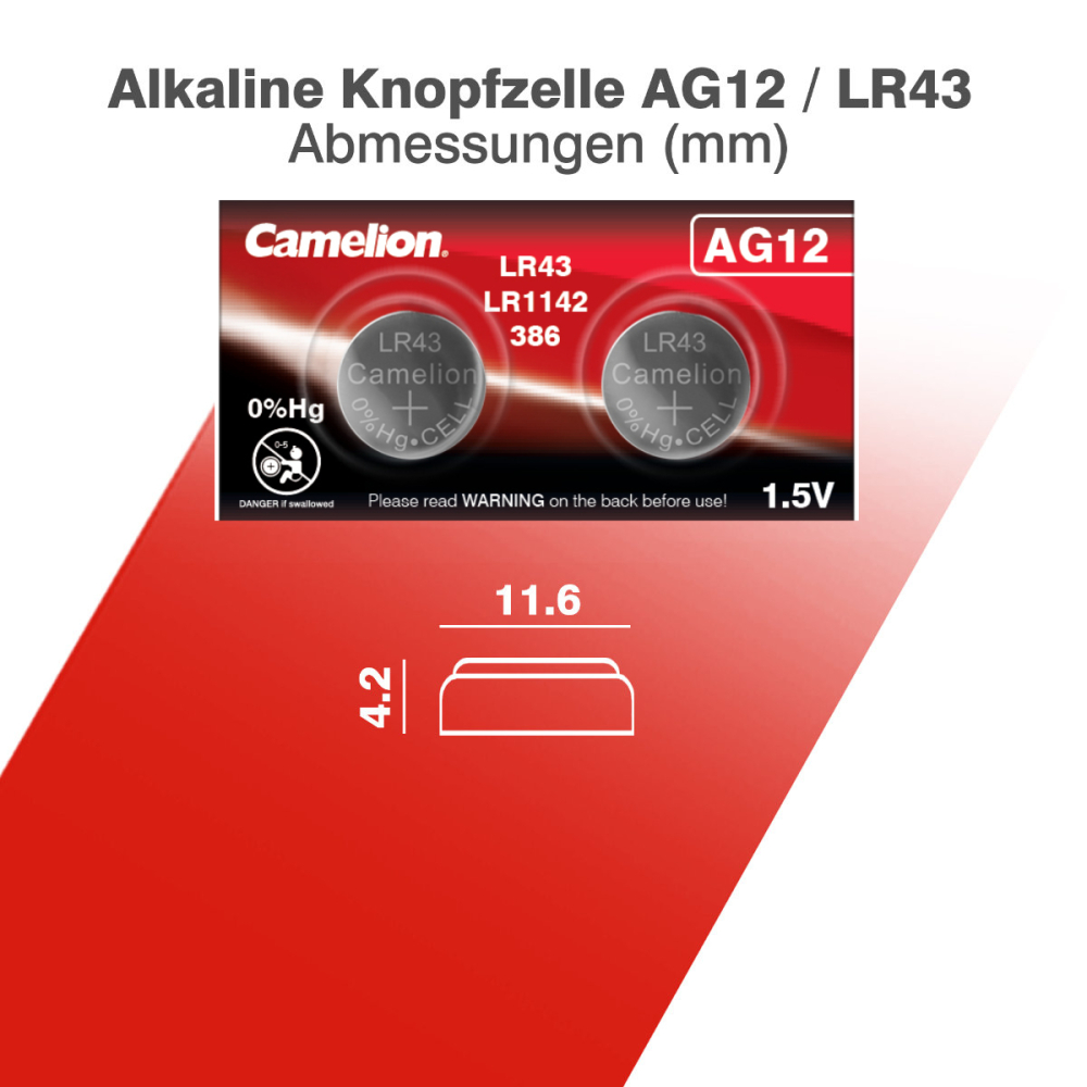 Set 2 Baterii Alcaline Buton AG12 LR43 1.5V 105mAh, Autonomie Exceptionala, pentru Calculatoare, Jucarii, Aparate Medicale [5]