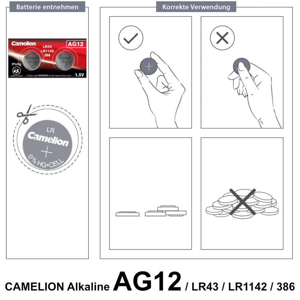 Set 2 Baterii Alcaline Buton AG12 LR43 1.5V 105mAh, Autonomie Exceptionala, pentru Calculatoare, Jucarii, Aparate Medicale [6]
