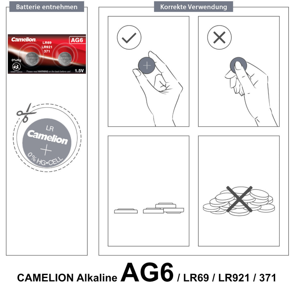 Set 2 Baterii Alcaline Buton AG6 LR921 1.5V 45mAh, pentru Calculatoare, Jucarii, Dispozitive Medicale, Dimensiuni 9.5x2.1mm [6]