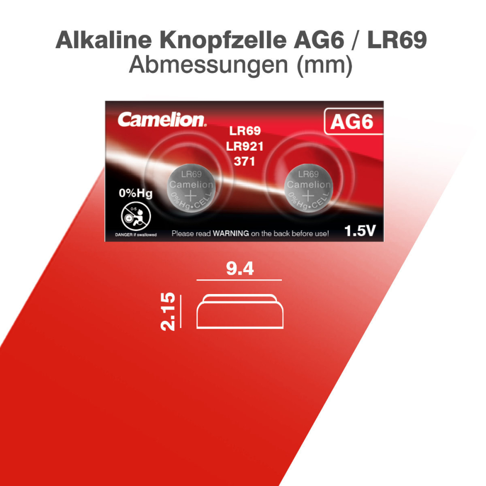 Set 2 Baterii Alcaline Buton AG6 LR921 1.5V 45mAh, pentru Calculatoare, Jucarii, Dispozitive Medicale, Dimensiuni 9.5x2.1mm [5]