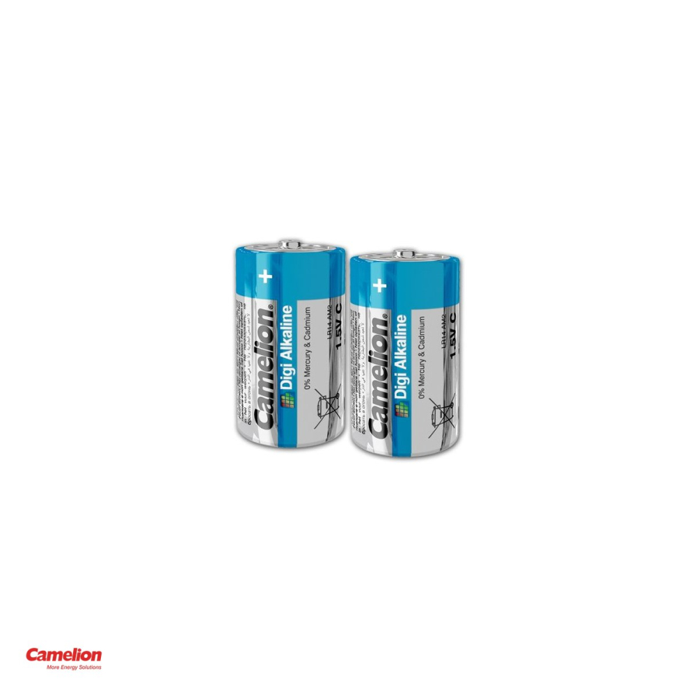 Set 2 baterii alcaline Camelion Digi Alkaline C LR14, 1.5 V, 26.2 x 50 mm, in blister [4]