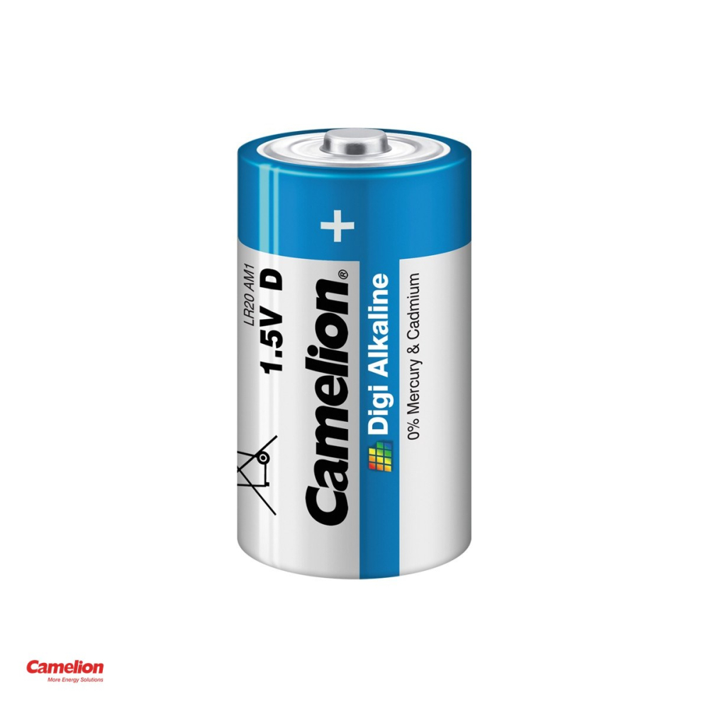 Set 2 baterii alcaline Camelion Digi Alkaline D LR20, 1.5 V, 34.2 x 61.5 mm, in blister [4]