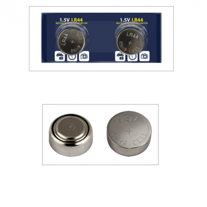 Set 2 baterii alcaline Esperanza LR44 (AG13 / A76), 1.5V, diametru 11.6mm, grosime 5.4mm, in blister [2]