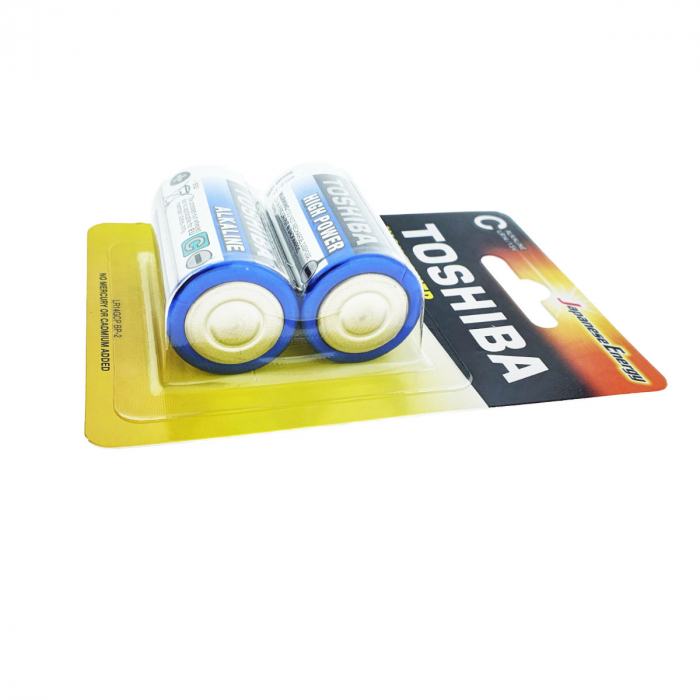 Set 2 baterii alcaline LR14, Toshiba High Power C, 1.5V, in blistere [5]