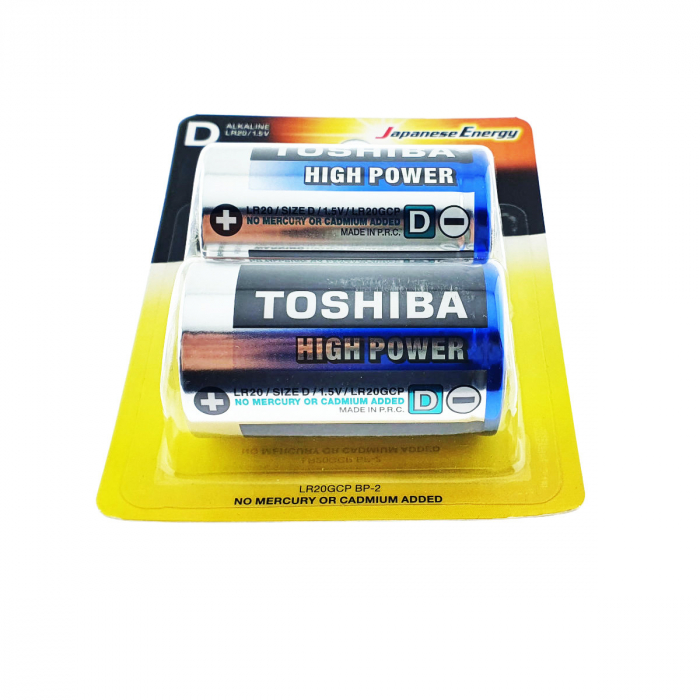 Set 2 baterii alcaline LR20, Toshiba High Power D, 1.5V, in blister [2]