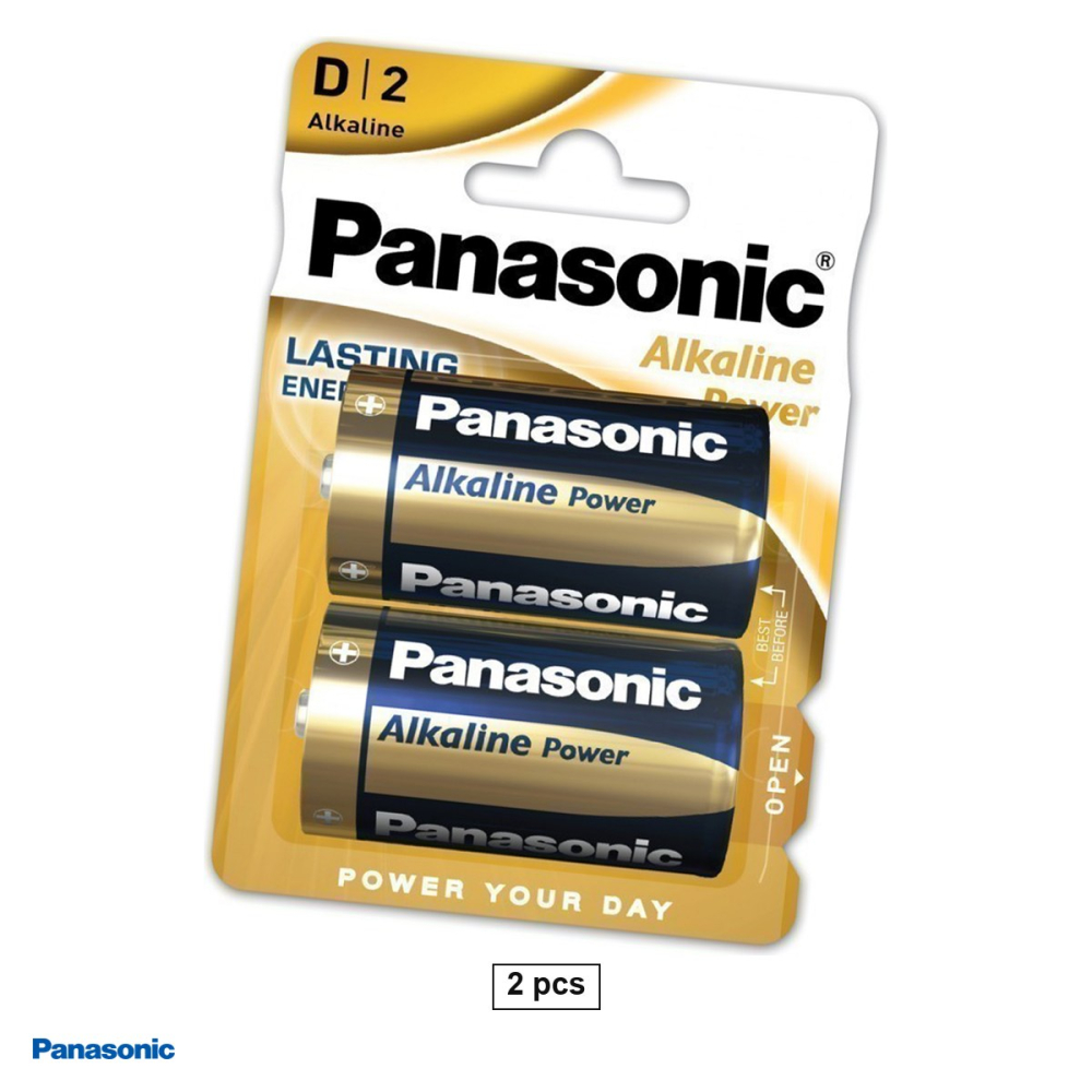Set 2 baterii alcaline Panasonic Alkaline Power D LR20, 1.5 V, 34.2 x 61.5 mm, in blister [1]