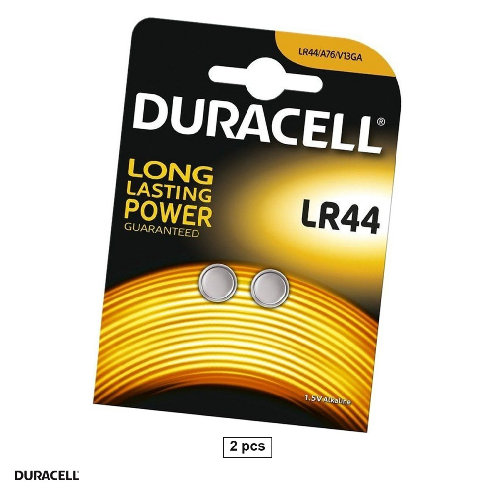 Set 2 baterii ceas alcaline Duracell LR44 AG13 A76, 1.5 V, 170 mAh, 11.6 x 5.4 mm, in blister [1]