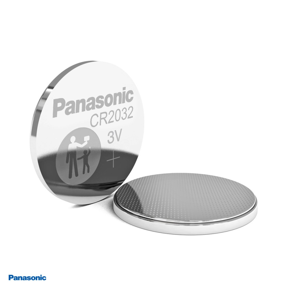 Set 2 baterii litiu Panasonic CR2032, litiu - dioxid de mangan, 3 V, 220 mAh, 20 x 3.2 mm, in blister [4]