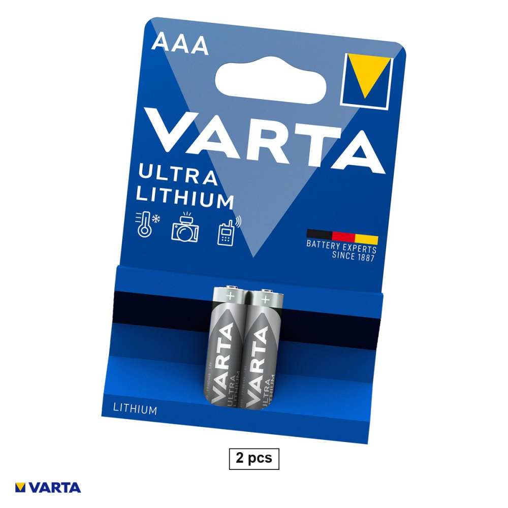 Set 2 baterii litiu VARTA Ultra Lithium AAA FR03 tip 6103, 1.5 V, 1100 mAh, 10.5 x 44.5 mm, in blister [1]