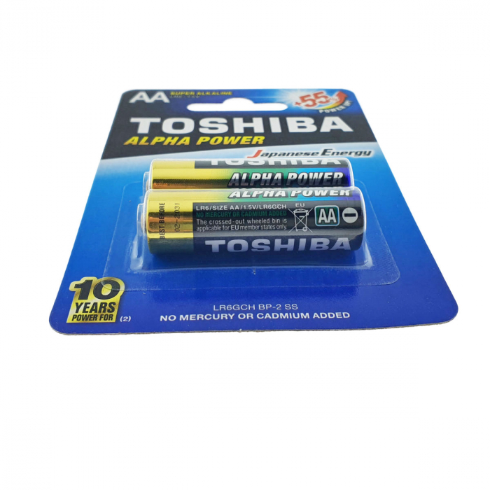 Set 2 baterii LR06 Super Alcaline, Toshiba Alpha Power AA, 1.5V, in blister [2]