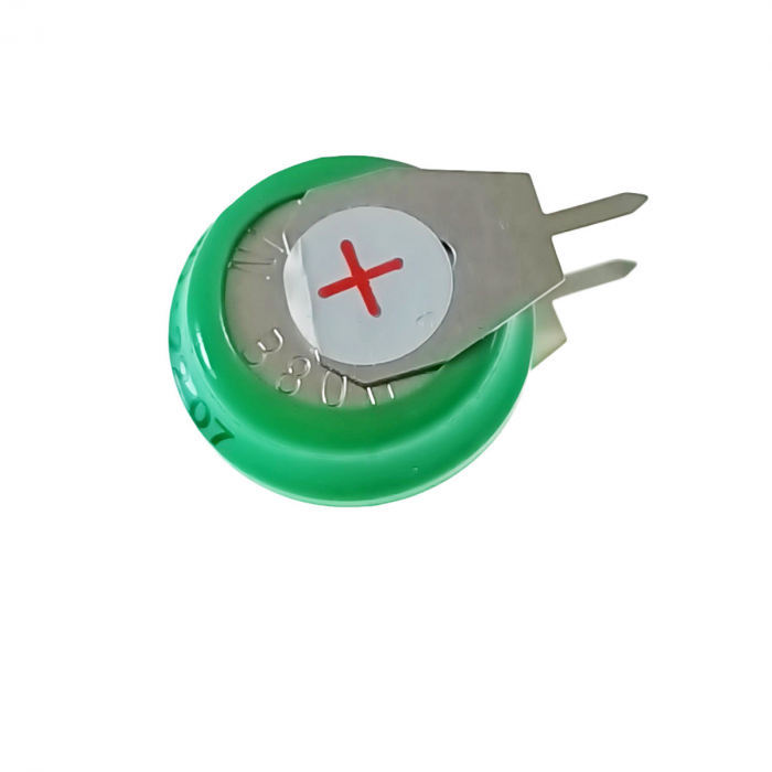Set 2 baterii NiMH cu 2 pini, 1.2V 80mAh, diametru 15mm, verde [2]