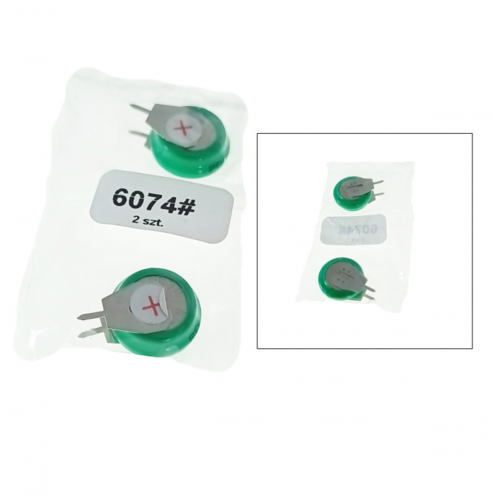 Set 2 baterii NiMH cu 2 pini, 1.2V 80mAh, diametru 15mm, verde [5]