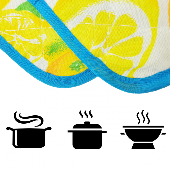 Set 2 bucati suport textil, Lemons, 165 x 165 mm, pentru vase bucatarie [2]
