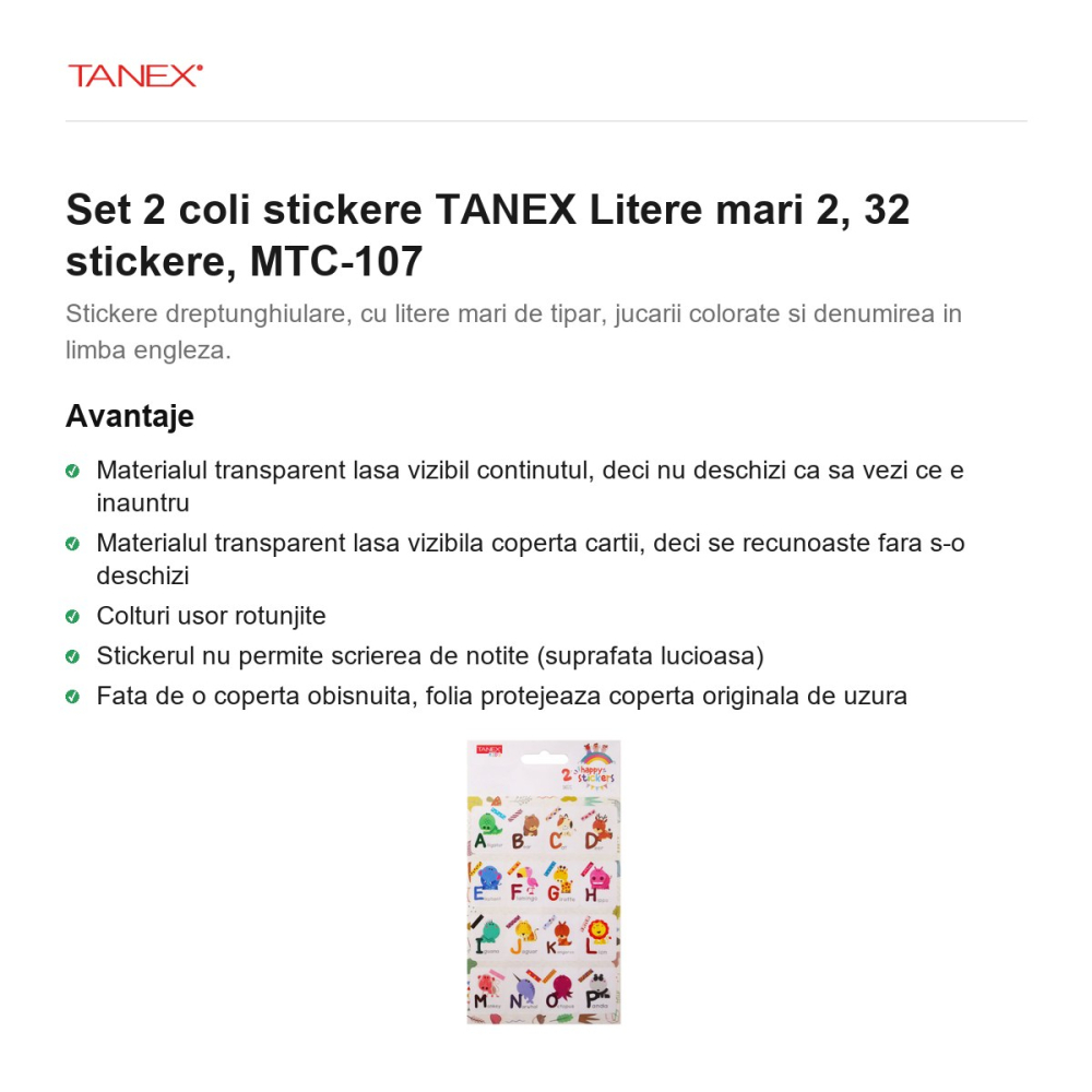 Set 2 coli stickere TANEX Litere mari 2, 32 stickere, MTC-107 [2]