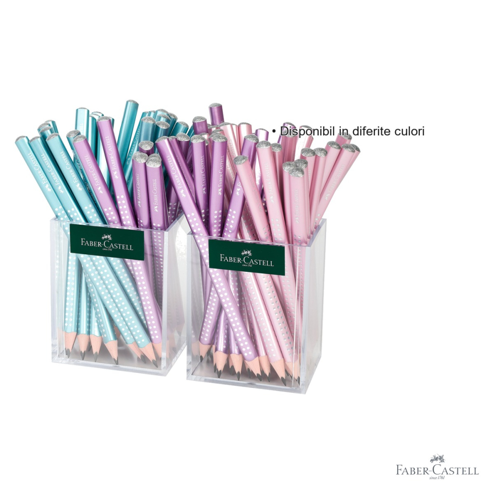 Set 2 cutii creioane grafit Faber-Castell Jumbo Sparkle Grip, forma triunghiulara ergonomica, 36 bucati, culori metalice [3]