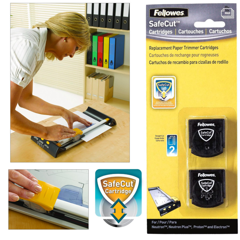 Set 2 cutite rotative drepte pentru ghilotina cu disc, Fellowes, inlocuire lama SafeCut, pentru trimmer rotativ [3]