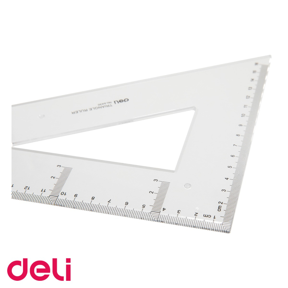 Set 2 echere transparente Deli, 28 cm, material rezistent, pentru scoala si desen tehnic [4]