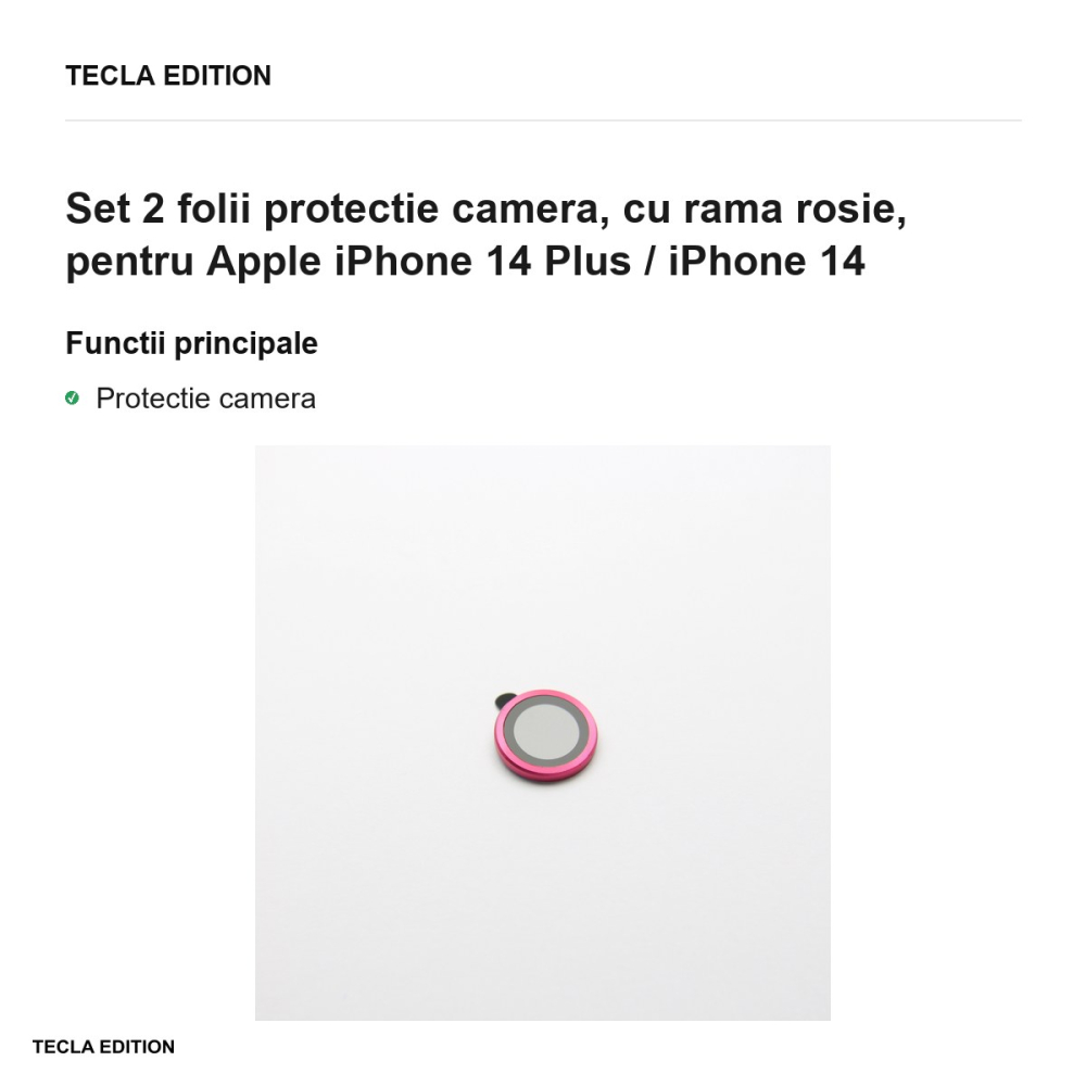 Set 2 folii protectie camera, cu rama rosie, pentru Apple iPhone 14 Plus / iPhone 14 [2]