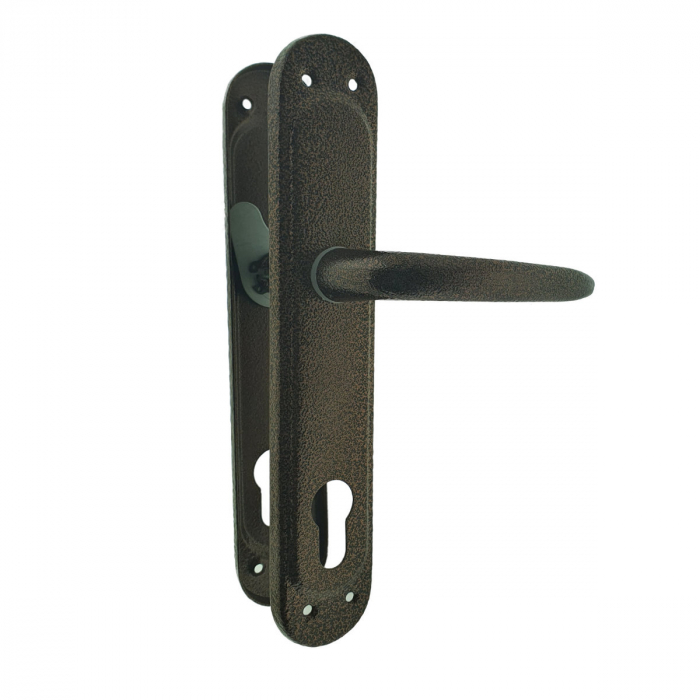 Set 2 manere cu sild pe cheie, pentru usa, metal, maro [3]