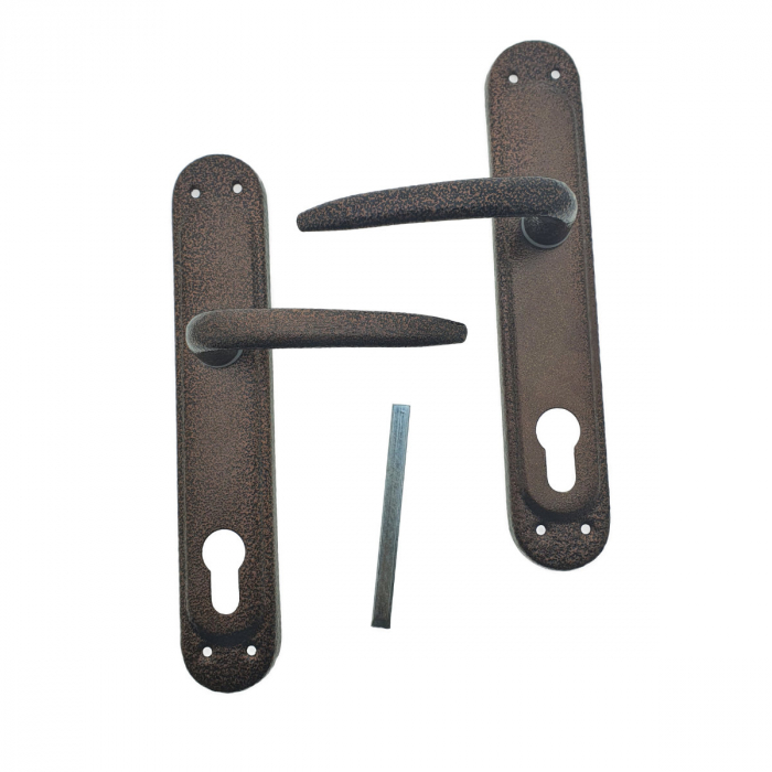 Set 2 manere cu sild pe cheie, pentru usa, metal, maro [4]