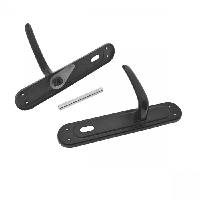 Set 2 manere cu sild pe cheie, pentru usa, metal, negru [5]