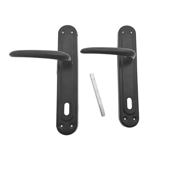 Set 2 manere cu sild pe cheie, pentru usa, metal, negru [1]