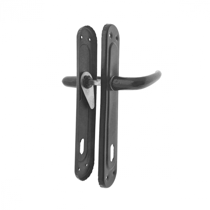 Set 2 manere cu sild pe cheie, pentru usa, metal, negru [3]