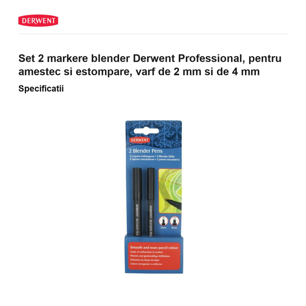 Set 2 markere blender Derwent Professional, pentru amestec si estompare, varf de 2 mm si de 4 mm [3]