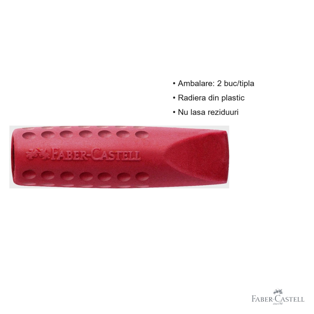 Set 2 radiere capac Faber-Castell Grip 2001, pentru creioane grafit, rosie si albastra [3]